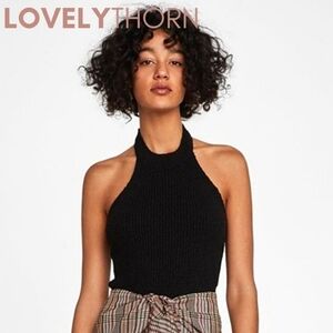 ZARA // black knit halter top